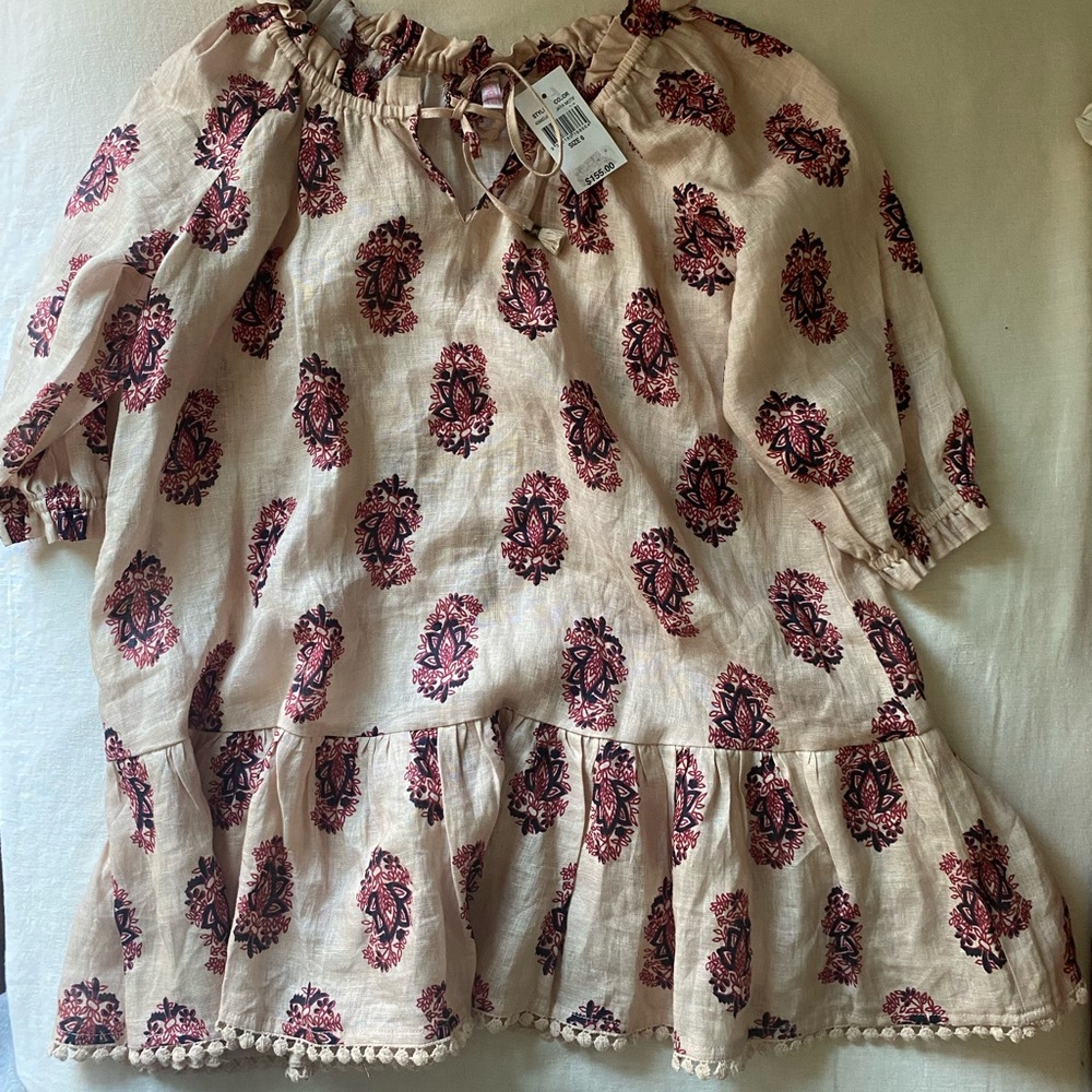 Girls linen paisley dress, size 6